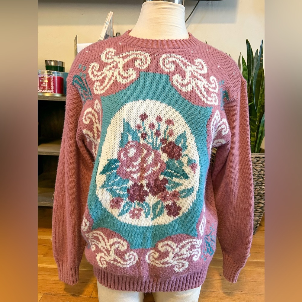 Vintage rose sweater size M cape cod brand